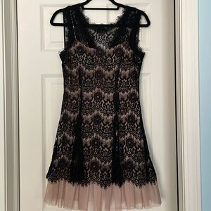 Betsy and Adam Black Lace Cocktail Dress